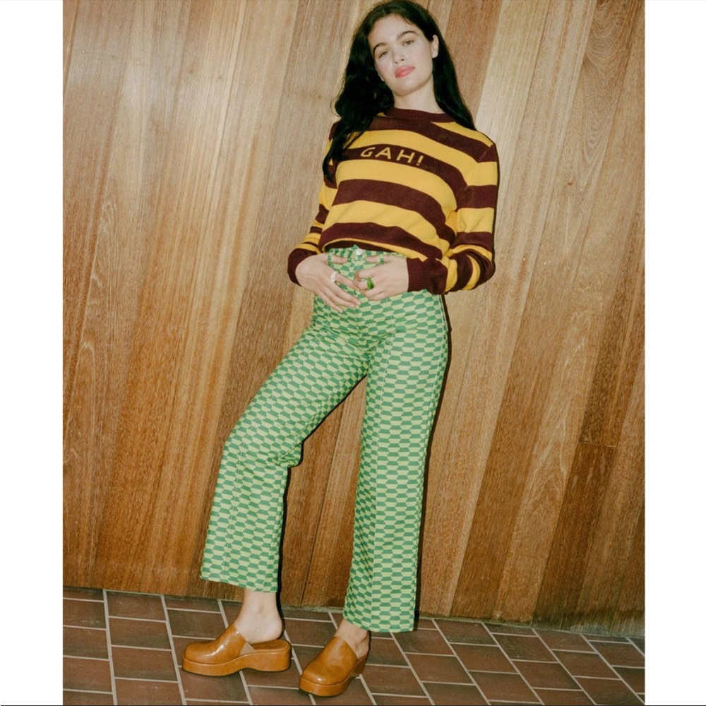 Lisa Says Gah Green Check Robyn Jeans